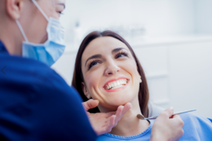 dental patient getting a teeth cleaning